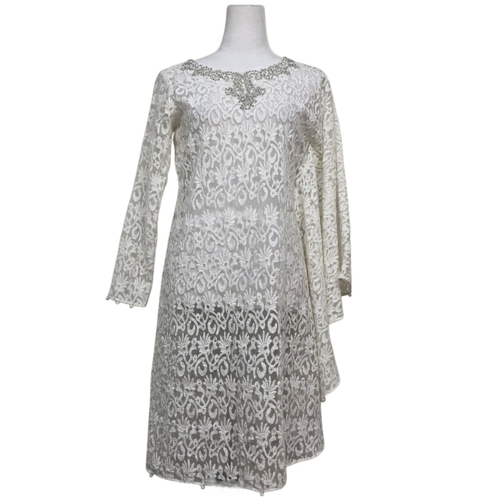Flairs Naureen White Lace Dress Size